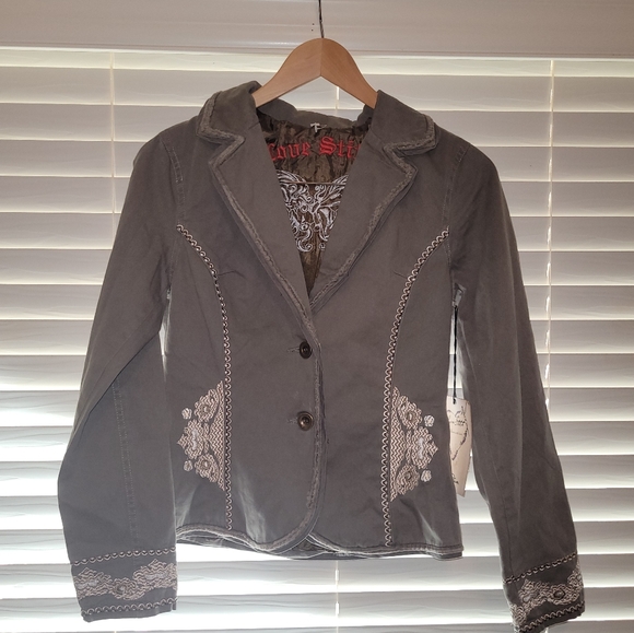 Love Stitch Jacket Olive Embroidered Women Size M NEW NWT - Picture 1 of 5